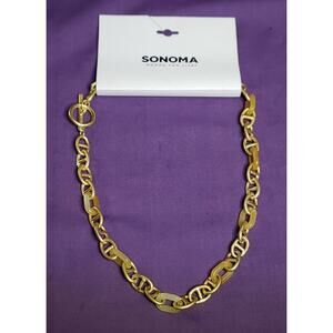Sonoma Matte Gold Tone And Yellow Resin Chain Link Necklace, 16.5", NWT